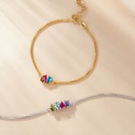 Personalised 1-9 Teardrop Birthstones Bracelet Minimalist Jewellery Birthday Anniversary Gift for Women