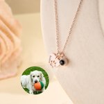 Personalised Heart Paw Projection Necklace with Engraved Name Pet Loss Memorial Jewellery Birthday Gift for Pet Lovers Owners