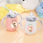 Personalised Crown Bow Animals 10 oz Insulated Name Sippy Cup with Lid and Handle Birthday Baby Shower Back to School Gift for Toddler Kids