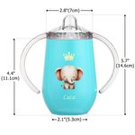 Personalised Crown Bow Animals 10 oz Insulated Name Sippy Cup with Lid and Handle Birthday Baby Shower Back to School Gift for Toddler Kids