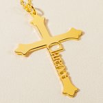 Personalised Cross Name Necklace Dainty Jewellery Baptism Prayer Day Gift for Women Christian