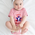 Personalized Blue Red Star First 4th of July 100% Cotton Baby Bodysuit with Name Patriotic Independence Day Gift for Girl Boy Newborn