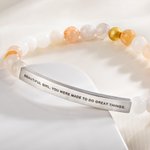 Bracciale personalizzato in pietra naturale con testo inciso Fascino Motivazionale Gioielli Matrimonio Compleanno Regalo per le donne