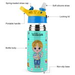 Personalizada I Am Smart Brave Cartoon Character 12 oz Insulated Kid Water Bottle with Handle and Straw Back to School Birthday Gift for Boys Girls
