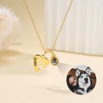 Personalised Heart Paw Projection Necklace with Engraved Name Pet Loss Memorial Jewellery Birthday Gift for Pet Lovers Owners