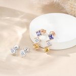 Personalized 1-5 Square Family Birthstones Earrings Dainty Jewellery Birthday Anniversary Gift for Women