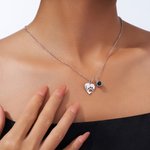 Personalised Heart Paw Projection Necklace with Engraved Name Pet Loss Memorial Jewellery Birthday Gift for Pet Lovers Owners