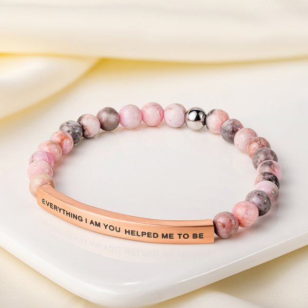 Personlig natursteinarmbånd med gravert tekst sjarm Motivasjonssmykker Bryllup Bursdagsgave til kvinner
