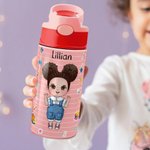 Personalizada I Am Smart Brave Cartoon Character 12 oz Insulated Kid Water Bottle with Handle and Straw Back to School Birthday Gift for Boys Girls