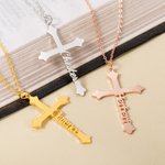 Personalised Cross Name Necklace Dainty Jewellery Baptism Prayer Day Gift for Women Christian