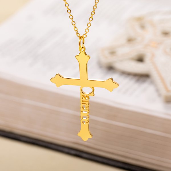 Personalized Cross Name Necklace Dainty Jewelry Baptism Prayer Day Gift for Women Christian