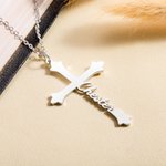 Personalised Cross Name Necklace Dainty Jewellery Baptism Prayer Day Gift for Women Christian