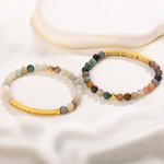 Bracciale personalizzato in pietra naturale con testo inciso Fascino Motivazionale Gioielli Matrimonio Compleanno Regalo per le donne