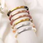 Bracciale personalizzato in pietra naturale con testo inciso Fascino Motivazionale Gioielli Matrimonio Compleanno Regalo per le donne
