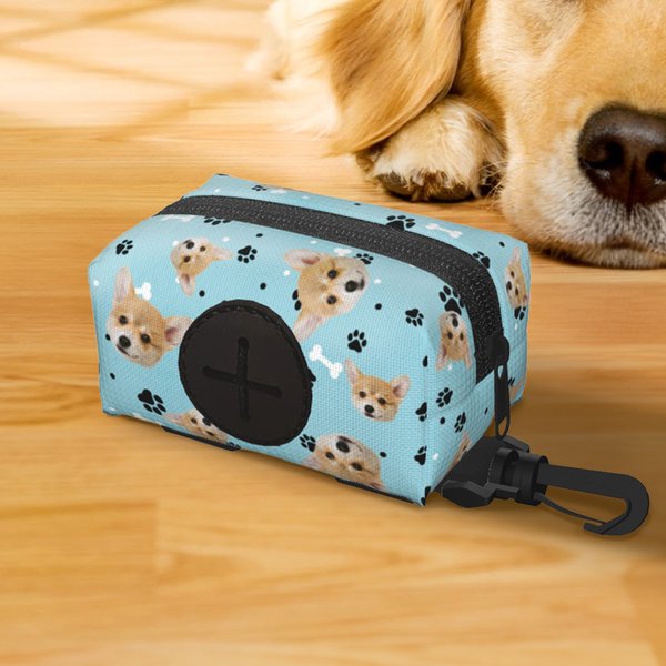 Personalized Multicolor Dog Paw Prints Bone Poop Bag Holder with 1-3 Pet Portrait Outdoor Activities Birthday Gift for Pet Owner