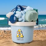Personalized Cartoon Initial Beach Pail Shovel Sand Model Toy Set with Name Seaside Beach Party Holiday Gift for Boys Girls