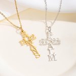 Personalized Psalm Bible Verse Cross Necklace Dainty Jewelry Birthday Religious Baptism Gift for Women Christians