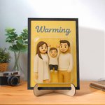 Henkilökohtainen hauska 3D sarjakuvahahmo valokuva juliste puinen kehystetty maalaus otsikko Home Decor syntymäpäivälahja pariskunnalle perheelle