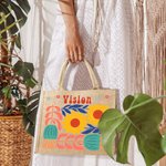 Personalized Floral Eco-Friendly Jute Tote Bag with Name Birthday Anniversary Wedding Gift for Women