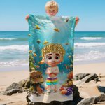 Personlig dykning barn 3D tecknad karaktär överdimensionerad snabbtorkande strandhandduk med namn sommar pool Essentials Party födelsedagspresent för pojkar flickor
