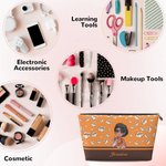Personalised  Cartoon Girl Flying Birth Flower Portable Makeup Bag with Name Birthday Anniversary Gift for Women