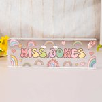 Personalised Cute Rainbow Flower Stationery Elements Acrylic Name Sign Desk Decoration Appreciation Back to School Gift for Teacher