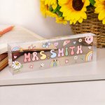 Personalised Cute Rainbow Flower Stationery Elements Acrylic Name Sign Desk Decoration Appreciation Back to School Gift for Teacher