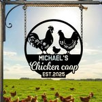 Panneau personnalisé en métal multicolore avec texte et date Décoration murale pour le poulailler Cadeau d'anniversaire pour la famille d'un agriculteur