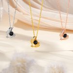Personalized Zircon Angel Wing Photo Projection Necklace Dainty Jewellery Anniversary Birthday Memorial Gift for Women