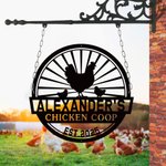 Panneau personnalisé en métal multicolore avec texte et date Décoration murale pour le poulailler Cadeau d'anniversaire pour la famille d'un agriculteur