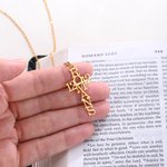 Personalized Psalm Bible Verse Cross Necklace Dainty Jewelry Birthday Religious Baptism Gift for Women Christians
