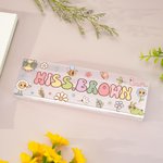 Personalised Cute Rainbow Flower Stationery Elements Acrylic Name Sign Desk Decoration Appreciation Back to School Gift for Teacher