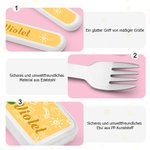 Personalisiertes 4-tlg. Kinderbesteck-Set mit Tiermotiv Namen | lebensmittelechter Edelstahl | BPA-frei | Geburtstag Schulanfang Geschenk für Kinder