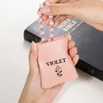 Croce personalizzata Nome artistico Sacchetto per rosario in pelle PU Borsa di stoccaggio Comunione Battesimo Regalo religioso per cristiani