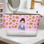 Personalisierte Cartoon-Mädchen Fliegende Geburtsblume Tragbare Kosmetiktasche mit Namen Geburtstag Jahrestagsgeschenk für Damen