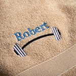 Personalised Weightlifting Barbell Towel with Embroidered Name Sporting Good Training Team Anniversary Gift for Weightlifter Fitness Enthusiast