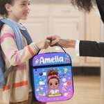 Personalizzato Cartoon Character Stationery Elements Borsa per il pranzo isolata con nome Picnic portatile Regalo di ritorno a scuola per ragazzi e ragazze