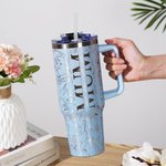 Personlig flerfarget blomstermor 40 oz tumbler med 1-8 navn og sugerør Reisetilbehør Morsdag Bursdagsgave til mor bestemor