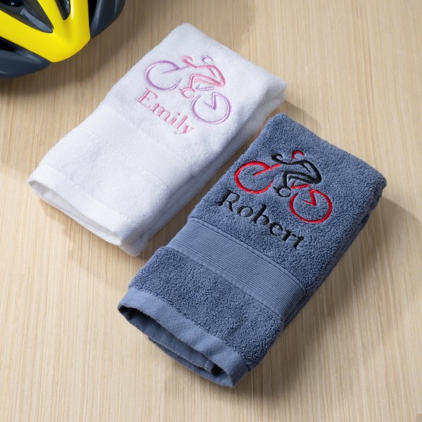 Personalised Embroidered Cycling Super Absorbent 100% Cotton Sport Towel with Name Birthday Race Day Gift for Cyclist