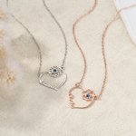 Personlig hjerte fødselsstein fødselsblomst halskjede med navn Dainty smykker bursdag jubileum Valentinsdag gave til kvinner