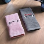 Personalised Weightlifting Barbell Towel with Embroidered Name Sporting Good Training Team Anniversary Gift for Weightlifter Fitness Enthusiast