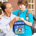 Personalizzato Cartoon Character Stationery Elements Borsa per il pranzo isolata con nome Picnic portatile Regalo di ritorno a scuola per ragazzi e ragazze