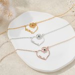 Personlig hjerte fødselsstein fødselsblomst halskjede med navn Dainty smykker bursdag jubileum Valentinsdag gave til kvinner