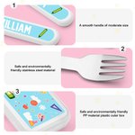 Personalizzato Carino Cartoon Kid Safe Stainless Steel Fork Spoon Knife 3 Pcs Cutlery Set con nome e custodia Back to School Birthday Gift per bambini