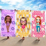 Henkilökohtainen Checkerboard Cartoon Character Quick Dry Ylimitoitettu rantapyyhe nimellä Beach Party kesäloma lahja ystävälle perheelle