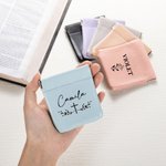 Croce personalizzata Nome artistico Sacchetto per rosario in pelle PU Borsa di stoccaggio Comunione Battesimo Regalo religioso per cristiani