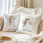 Personalized Mother of the Bride Cartoon Character Soft Throw Pillow Cover with Name Home Decor Wedding Bridal Shower Gift for Bride Mom