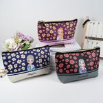 Personalised  Cartoon Girl Flying Birth Flower Portable Makeup Bag with Name Birthday Anniversary Gift for Women