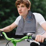 Asciugamano sportivo ricamato personalizzato in cotone 100% superassorbente con nome e cognome Regalo di compleanno per ciclista