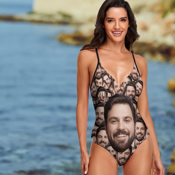 Maillot de bain pour femme, personnalisé avec une photo de visage amusante, essentiel pour la plage, vacances d'été, cadeau d'anniversaire pour la petite amie et l'épouse